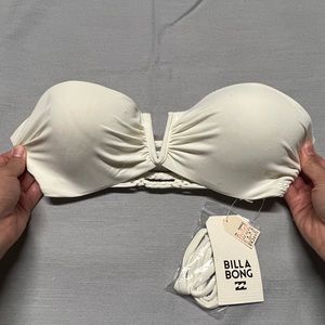 NWT Billabong It’s About the Details White Sands Bandeau Swimwear Top